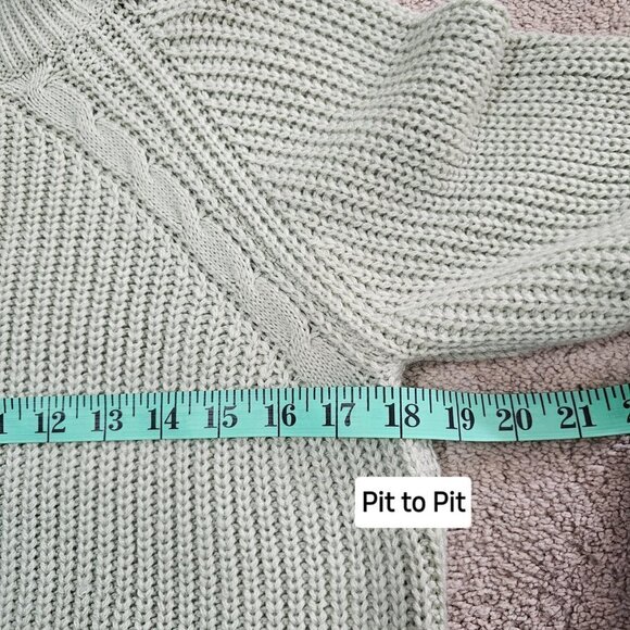 Mint Green Cropped Turtle Neck Sweater, Size Small - Picture 8 of 12